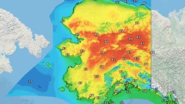 Chaleur record en Alaska, alerte météo déclenchée : risque d'inondations glaciales 16 Les températures (en degrés Fahrenheit) prévues en Alaska / Crédit : NOAA