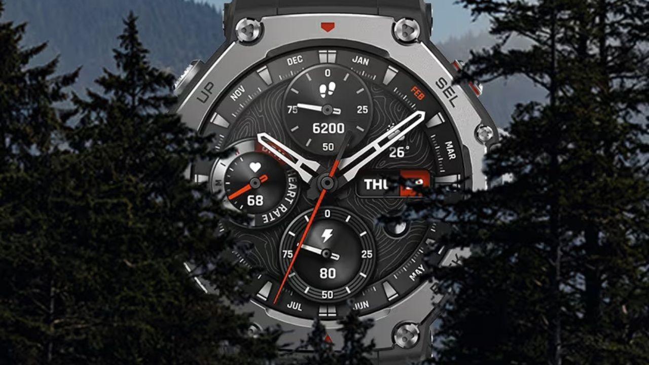 Cinq montres connectées avec une résistance à l'eau de 10 ATM pour les sports nautiques 3 Amazfit T-Rex 3 en pleine nature