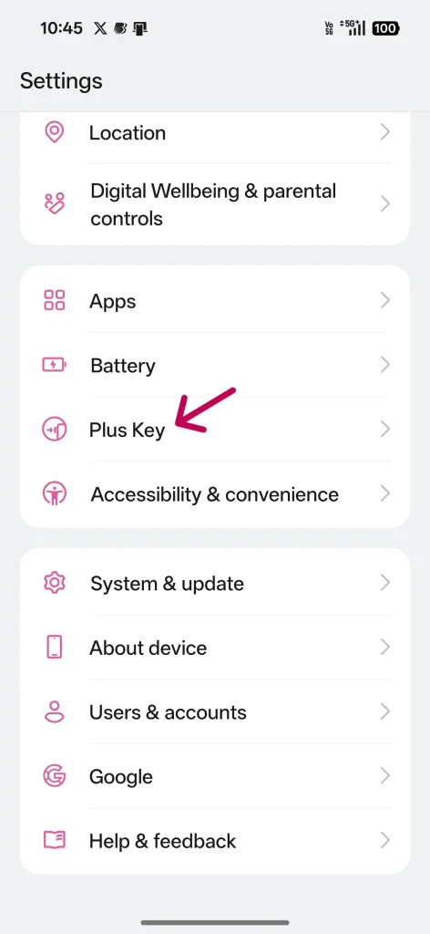 customizing plus key on oneplus