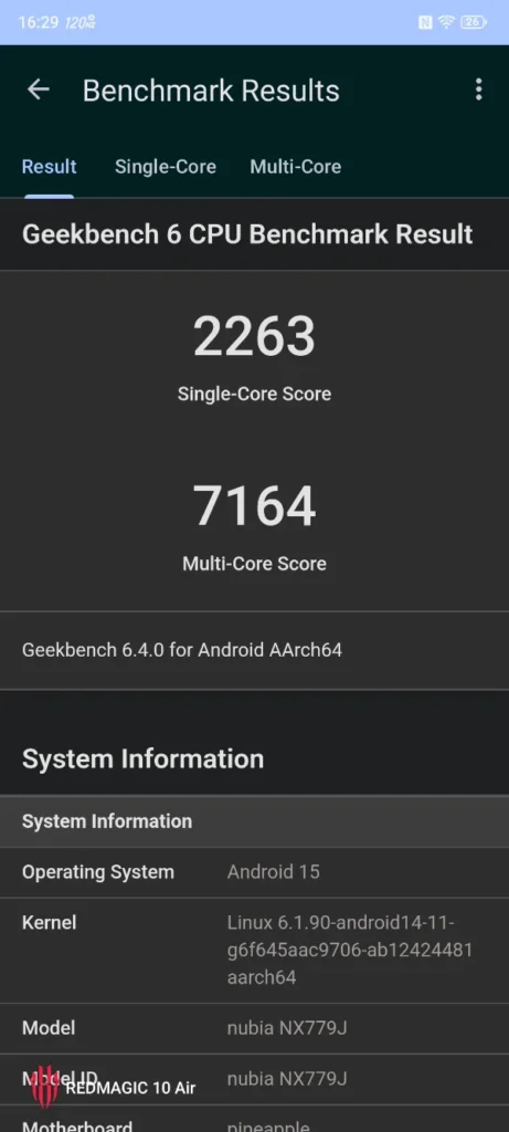 REDMAGIC 10 Air en TEST: Smartphone Gaming le plus fin au bon rapport qualité/prix 29 Redmagic 10 Air Nubia Gaming Phone Review Test Benchmark Netcost (1)