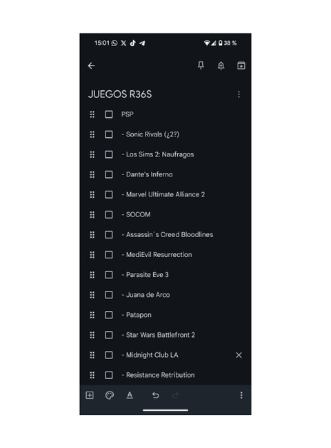 Utilisation des cases dans Keep