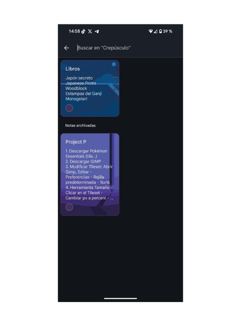 Recherche intelligente dans Keep