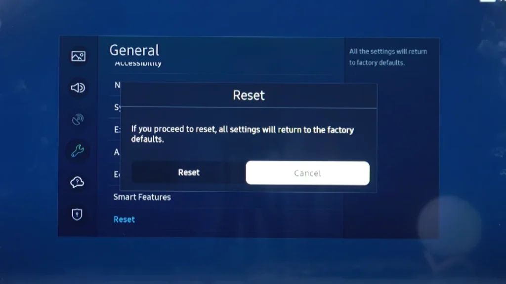 Réinitialiser le téléviseur Samsung