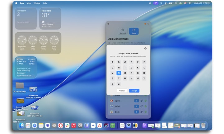 Dory : une application Mac élégante qui rend le changement d'applications amusant 5 Configuration de raccourcis dans l'application Dory.