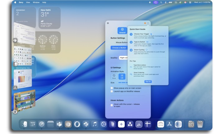 Dory : une application Mac élégante qui rend le changement d'applications amusant 6 Ajustement des raccourcis dans l'application Dory pour Mac.