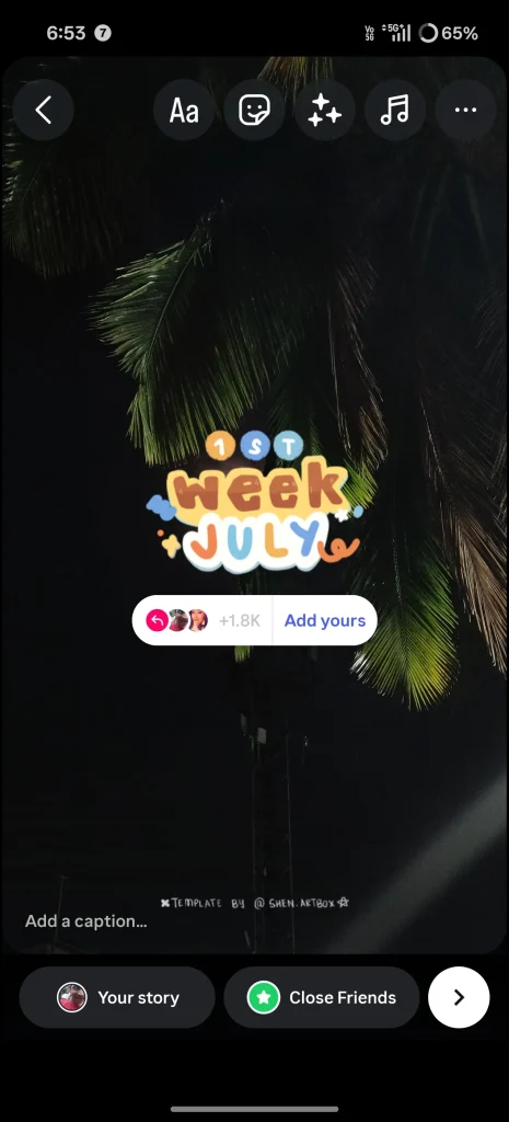 Instagram story edit page 