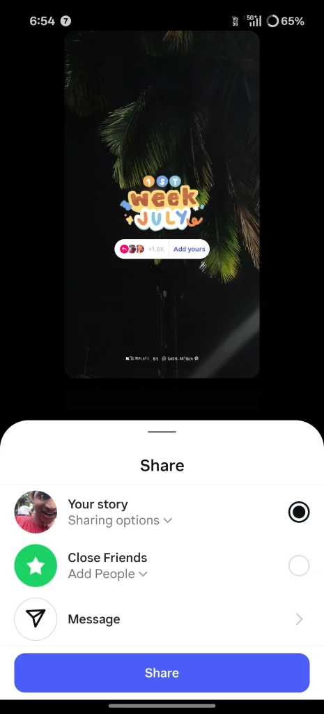 share page of july dump instagram template