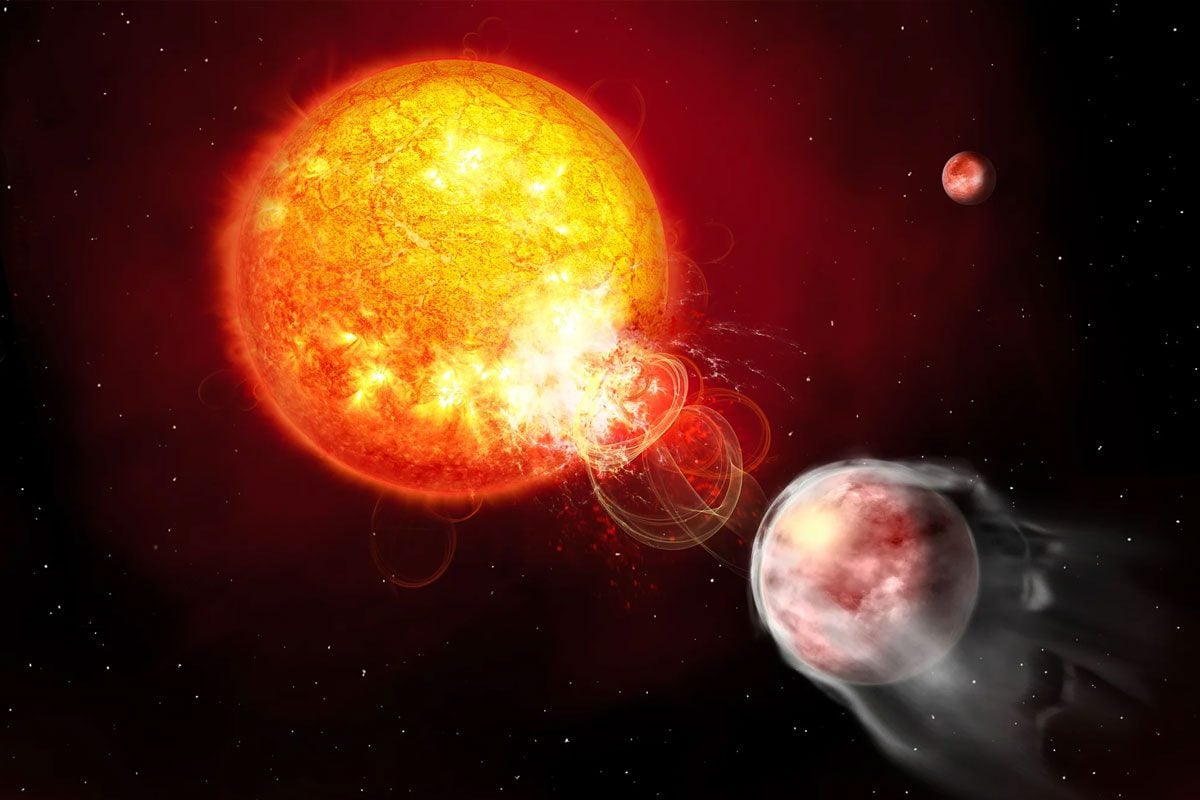 Les sursauts de HIP 67522 détruisent l'atmosphère de la planète / Crédits : Janine Fohlmeister