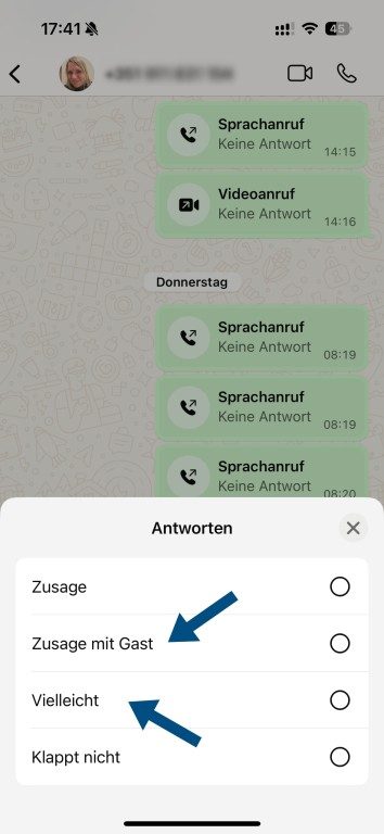 WhatsApp avec de nouvelles fonctionnalités : Oui, non, peut-être 4 WhatsApp invitation d'événement