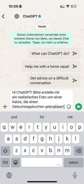 Demande de génération d'image ChatGPT