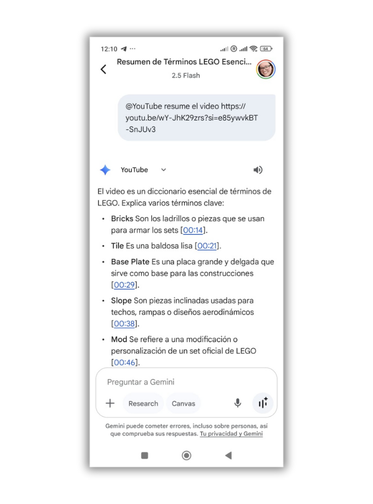 résumé d'une vidéo youtube gemini