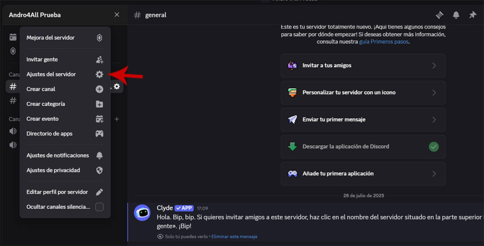 Comment créer un serveur Discord réussi 8 Accéder aux paramètres du serveur Discord