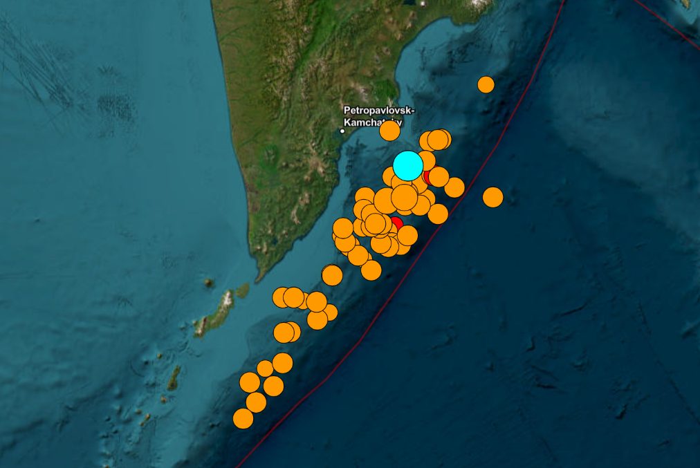 Tremblements de terre enregistrés en Kamchatka. Crédit : USGS