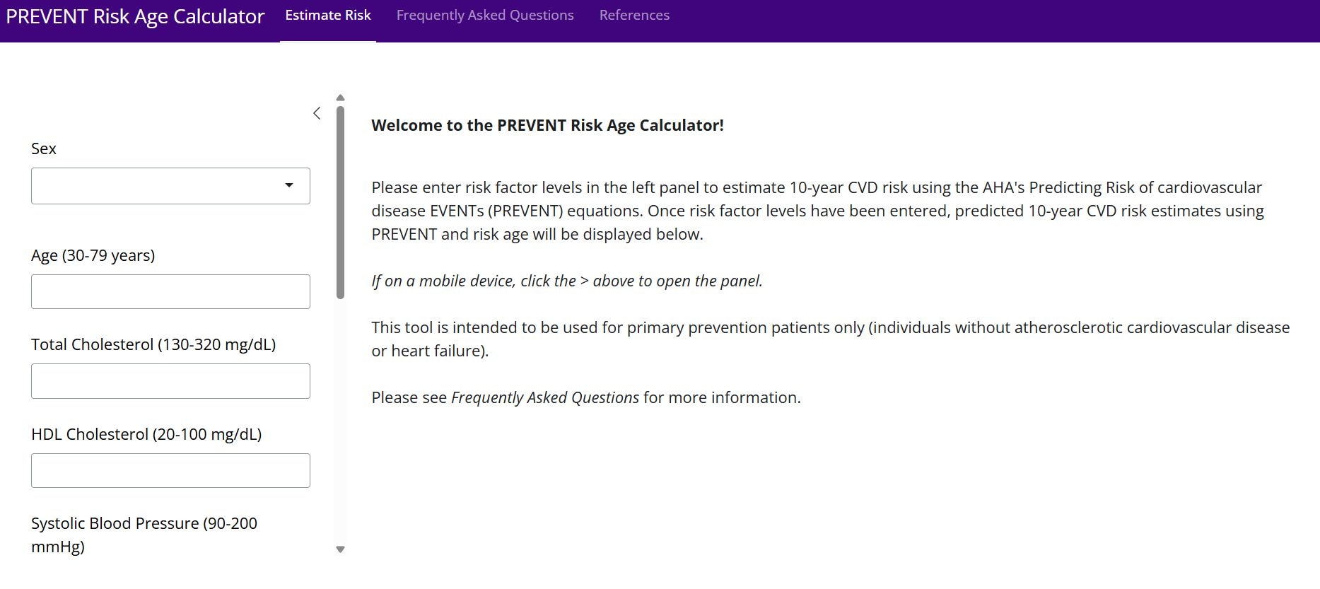 L'écran de l'outil PREVENT. Crédit : Université Northwestern