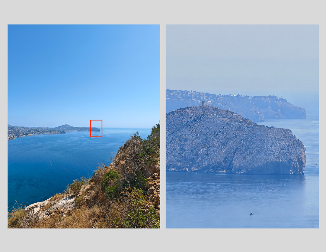 5 astuces PRO pour prendre des photos de voyage avec le Xiaomi 15 Ultra et son appareil photo exceptionnel 2 Comparative photo without zoom and another with 80x digital zoom on the Xiaomi 15 Ultra