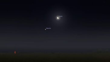 La Lune embrasse Saturne entre le 15 et le 16 juillet : heure et astuces pour les observer 26 Le baiser entre la Lune et Saturne dans la nuit du 15 au 16 juillet 2025. Crédit : Stellarium