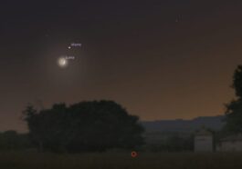 Simulation de la conjonction astrale entre la Lune et Mars du 28 juillet 2025. Crédit : Stellarium