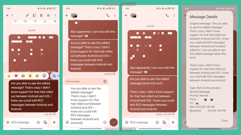 Les utilisateurs d'Android peuvent désormais modifier les messages envoyés à des iPhones, mais attention à une restriction 2 Android iPhone messages édités Google