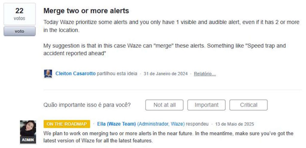 Waze regroupera plusieurs alertes en une seule notification pour optimiser votre navigation 3 Waze alertas condutores navegação notificação