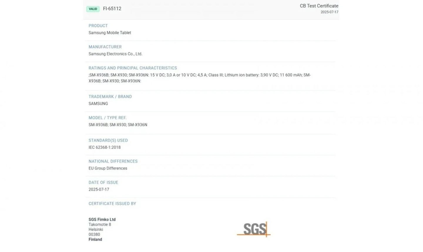 Samsung continue d'innover avec la Galaxy Tab S11 Ultra : SGS annonce plus d'autonomie et d'efficacité en Europe 3 Samsung continue d'avancer avec sa Galaxy Tab S11 Ultra : SGS confirme en Europe plus de batterie et une plus grande efficacité