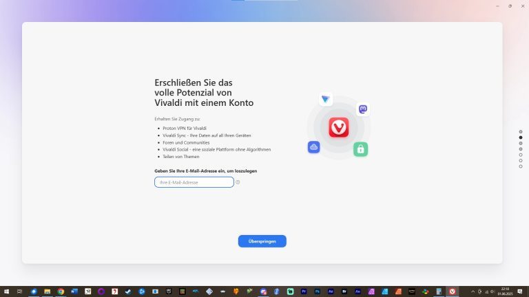 Marre de Chrome et Safari ? Vivaldi (navigateur europeen) mise tout sur la confidentialité 5 Configuration du compte Vivaldi