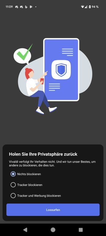 Marre de Chrome et Safari ? Vivaldi (navigateur europeen) mise tout sur la confidentialité 9 Vivaldi sur mobile se préoccupe de la confidentialité. (Capture d'écran)