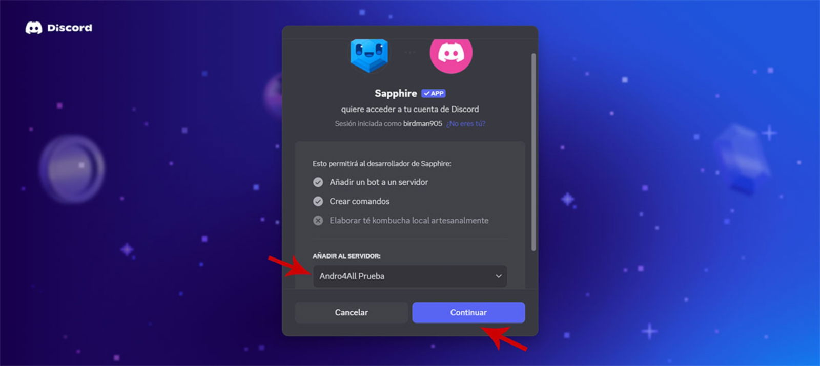 Comment paramétrer des notifications automatiques de réseaux sociaux sur Discord étape par étape 4 Connecter le bot à Discord
