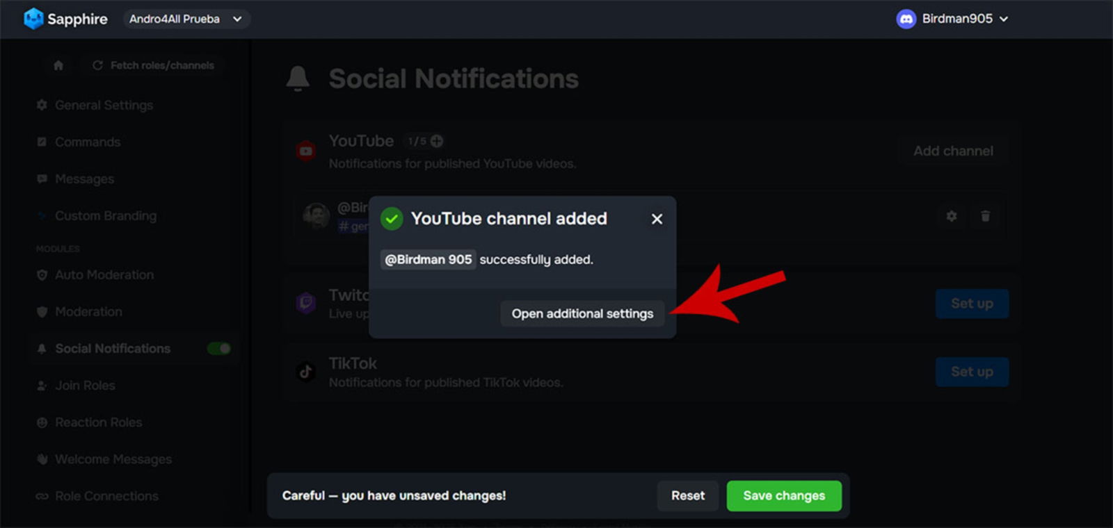 Comment paramétrer des notifications automatiques de réseaux sociaux sur Discord étape par étape 10 Ajuster un compte de réseau social sur Discord