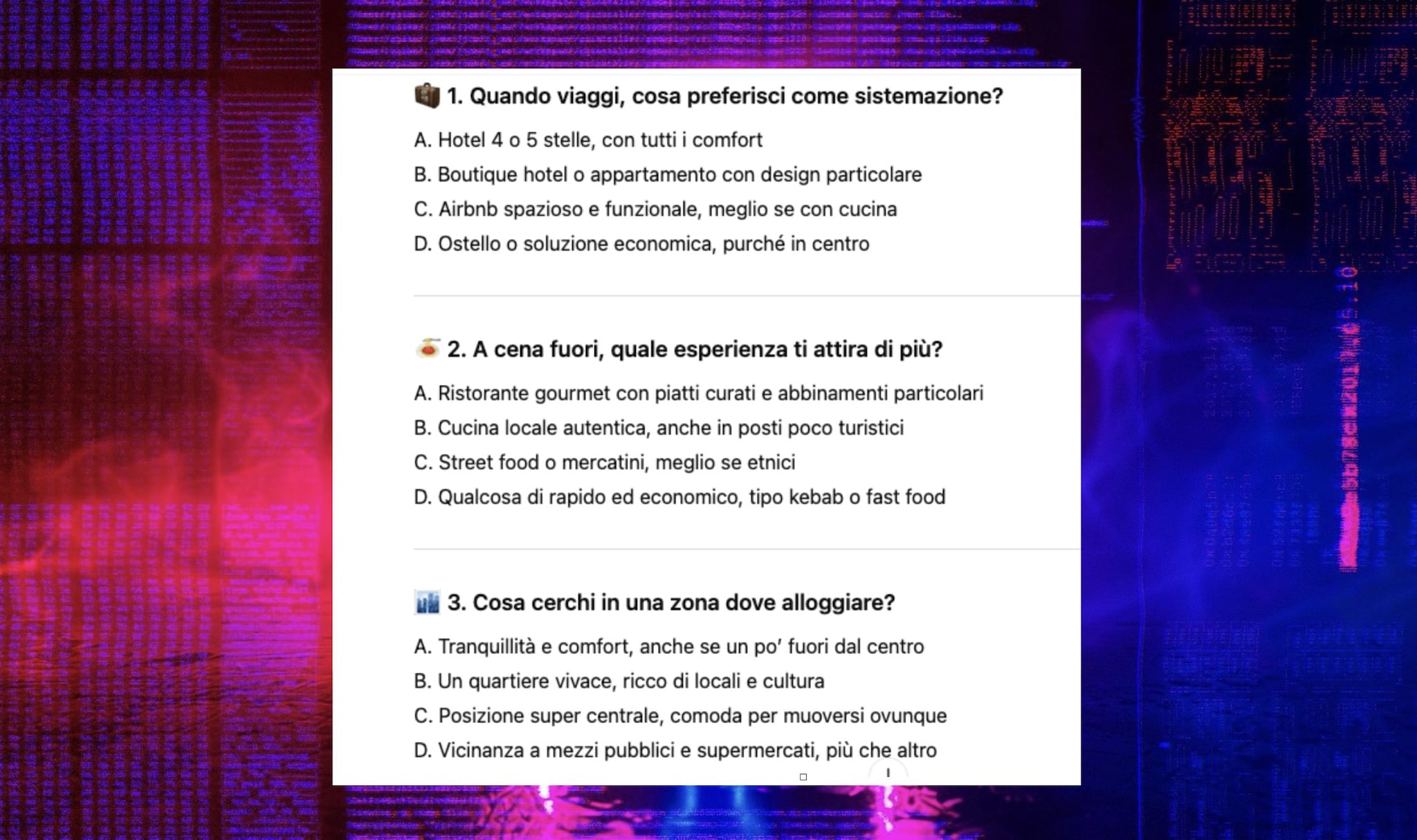 J'ai utilisé ChatGPT pour réserver mon voyage : tout a été fait en huit minutes 3 CHATGPT | Questions posées par ChatGPT pour comprendre notre profil de voyageurs