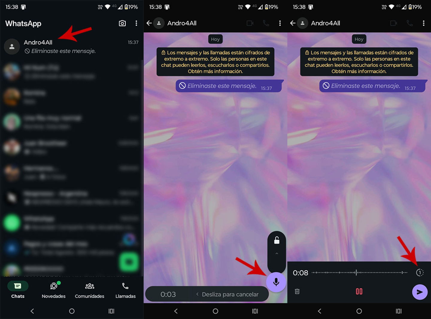 Comment partager des photos et des audios éphémères sur WhatsApp 6 Enregistrer un audio temporaire sur WhatsApp