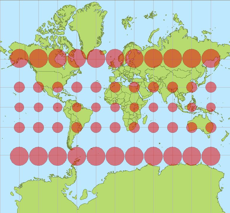 Pourquoi l'Afrique réclame-t-elle une nouvelle vision de la carte du monde que nous connaissons ? 3 Dans la projection cartographique de Mercator, il y a une augmentation significative des dimensions des différentes régions de la planète lorsque l'on passe de l'équateur aux pôles / Crédit : Wikipedia