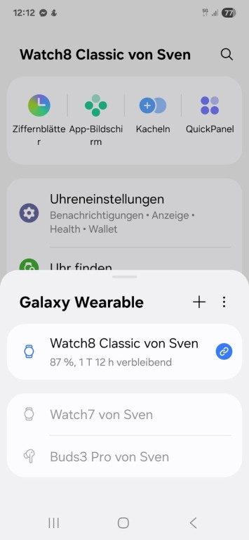 Utiliser plusieurs montres Galaxy Watch : Voici comment y parvenir (automatiquement) 4 Le changement est rapide. (Screenshot)