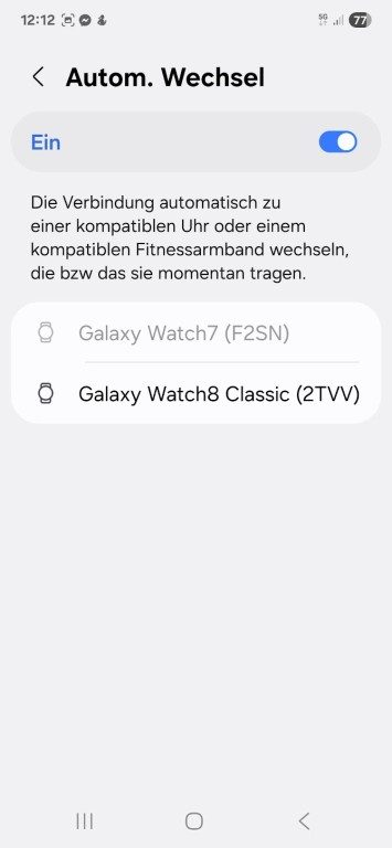 Utiliser plusieurs montres Galaxy Watch : Voici comment y parvenir (automatiquement) 6 Comment activer ou désactiver le changement automatique. (Screenshot)