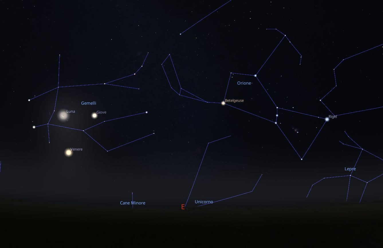 Entre le 19 et le 20 août, un spectacle céleste éclatant : comment et quand observer la danse entre la Lune, Vénus et Jupiter 3 Les constellations dans la nuit du 20 août 2025. Crédit : Stellarium