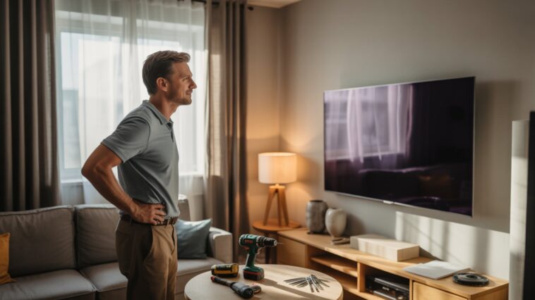 Installer un téléviseur de 55 pouces avec un support mural 1 Einen 55-Zoll-Fernseher per Wandhalterung montieren