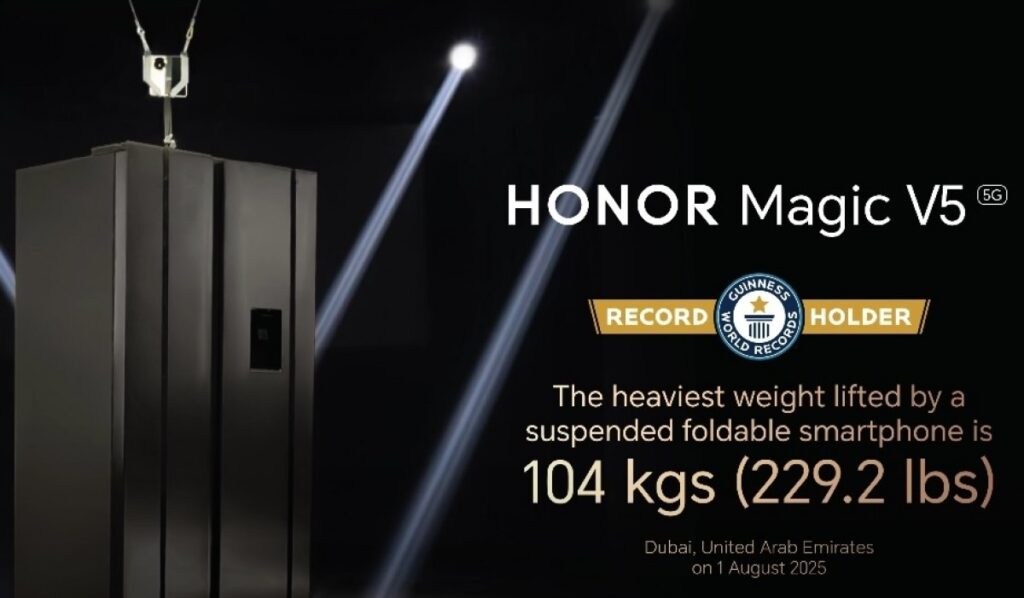 L'Honor Magic V5 établit un nouveau record de poids et entre dans le Guinness des records 3 Honor Magic V5 recorde peso Guinness