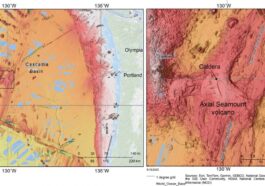 La position du volcan Axial par rapport aux côtes américaines. Crédit : Ball / USGS.