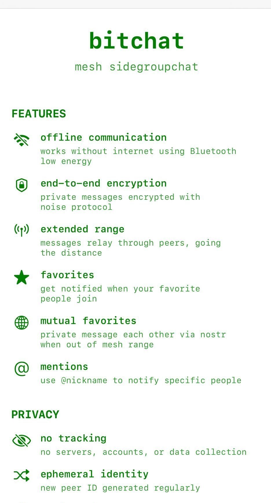 Nous avons testé Bitchat, le concurrent de WhatsApp : l'utiliser sans avoir le numéro du destinataire et sans connexion Internet 3 BITCHAT | L’interfaccia dell’app