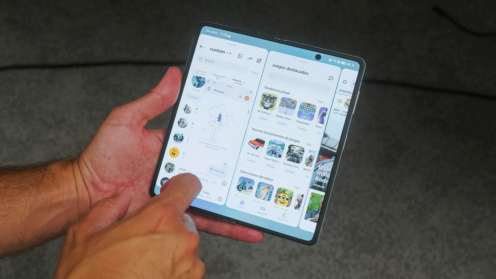 Nouveau HONOR Magic V5 : le pliable qui se vante de son épaisseur et d'une charnière indestructible 2 Écran déployé du Honor Magic V5 avec Instagram