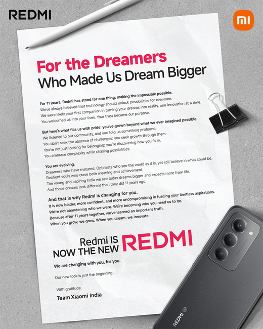 REDMI prend une décision audacieuse : voici comment sa stratégie mobile évolue 2 lettre REDMI changement de nom