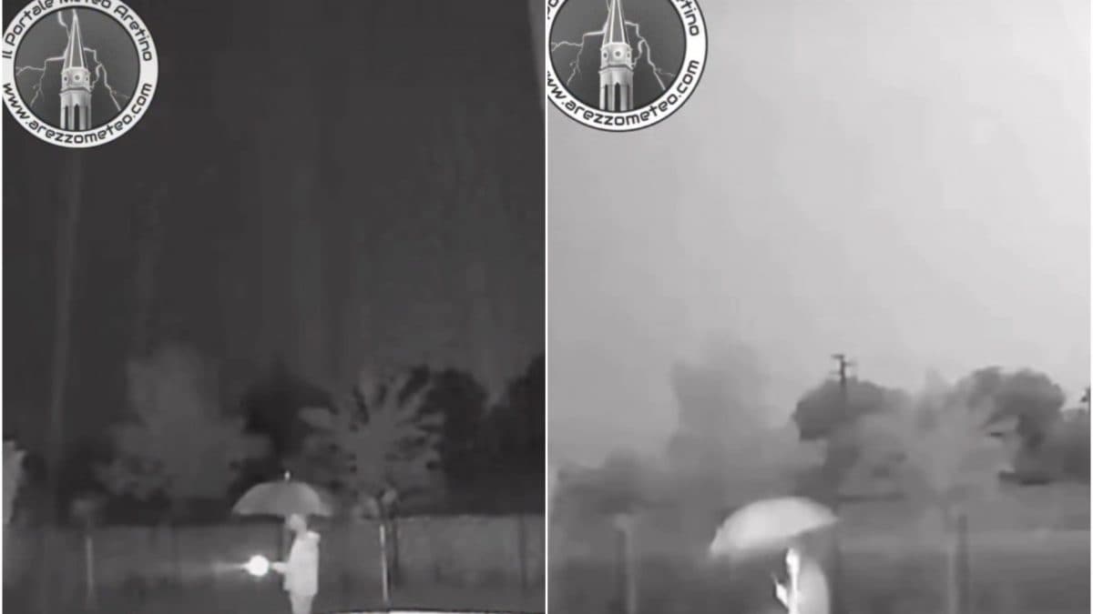 Sortir sous l'orage avec un parapluie ouvert : pourquoi c'est risqué 2 FACEBOOK | Capture d'écran de la vidéo publiée par la page Arezzo Meteo
