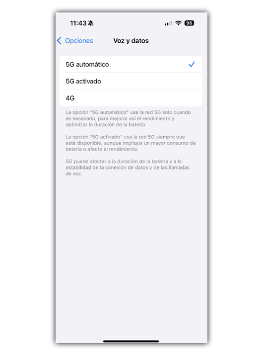 Voici la clé pour qu'internet fonctionne plus rapidement pendant les vacances 4 Changer 4G et 5G iOS.