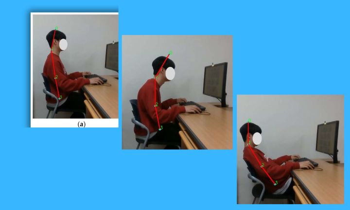 Photos montrant une mauvaise posture au bureau.