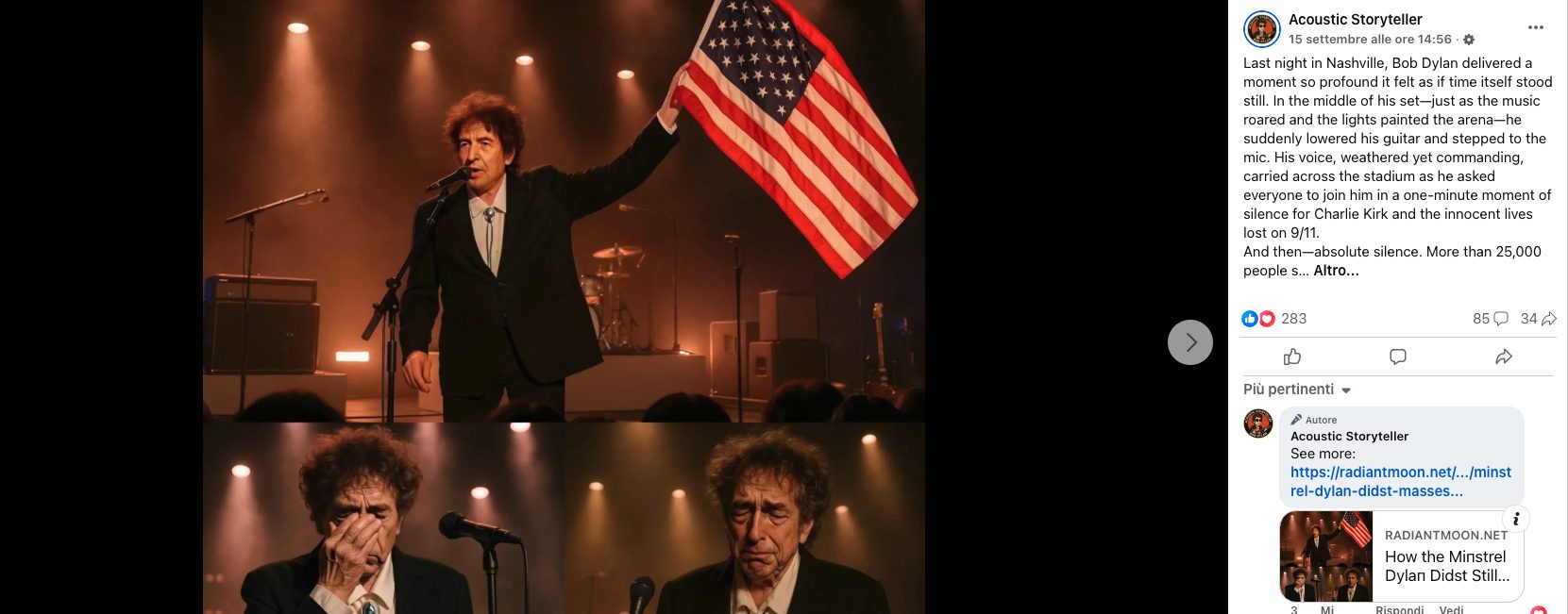 FACEBOOK | Le post fake sur Bob Dylan