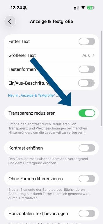 iOS 26 : Comment désactiver le Liquid Glass facilement 4 Réduire la transparence
