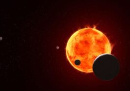Illustration de la naine rouge TRAPPIST–1 et quatre des sept planètes en orbite les plus proches observées par le télescope spatial James Webb / Crédit : NASA, ESA, CSA, STScI, Joseph Olmsted (STScI).
