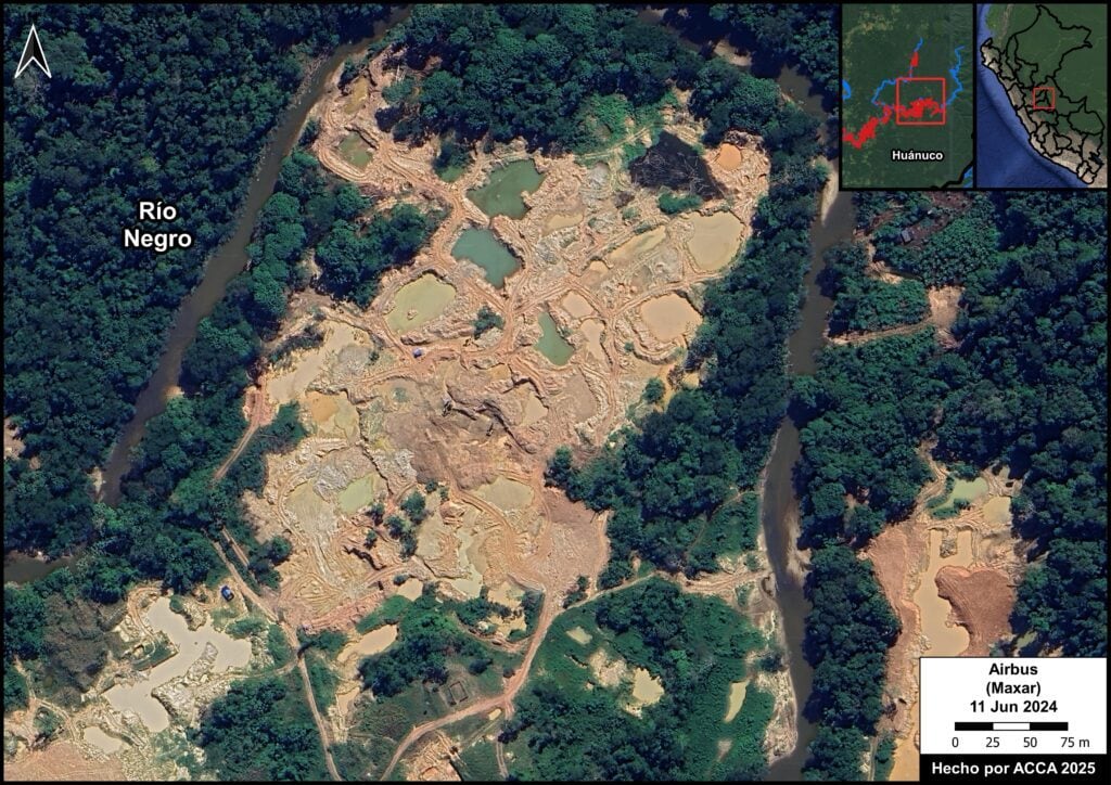 L'or noir d'Amazonie : que se passe-t-il dans la plus grande forêt du monde ? 6 La déforestation pour l'extraction de l'or dans la province de Puerto Inca, dans la région de Huánuco / Crédit: MAAP