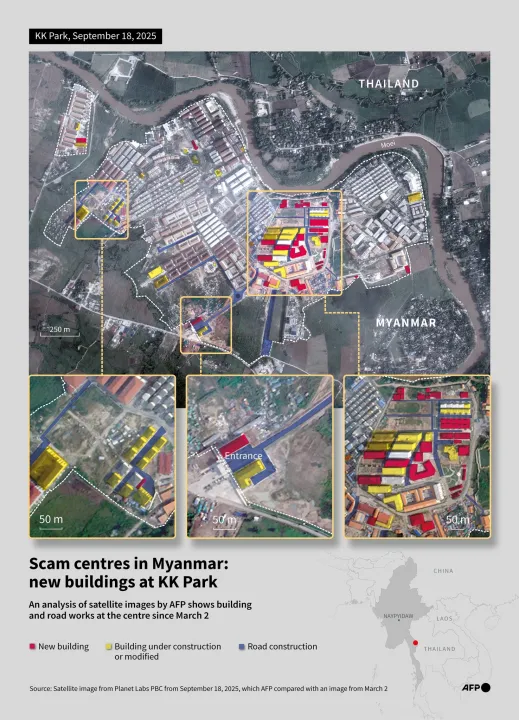 L'internet par satellite d'Elon Musk alimente quelque chose d'inattendu... des villes de scammers 3 Images satellites des centres d'escroquerie au Myanmar