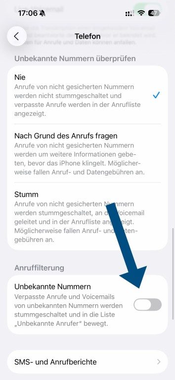 iOS 26 : Comment désactiver le filtre d'appel 5 Désactivation du filtre d'appels