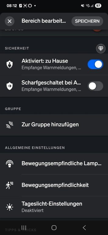 Hue MotionAware : Des lampes intelligentes qui détectent vos mouvements – découvrez leur fonctionnement 12 Dans les paramètres, vous apportez d'autres modifications. (Capture d'écran)
